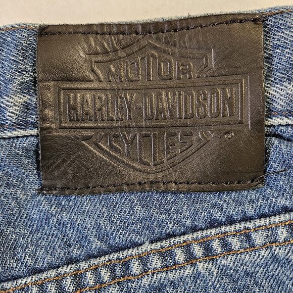 Harley Davidson Men's Denim Jeans Size 35 HEMMED 31/32 INCHES Motorcycle Jeans - Picture 15 of 16
